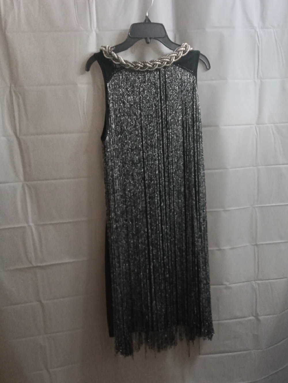 Sleeveless Black Metallic Fringe Top